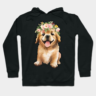 Golden Retriever Blumen Krone Hoodie